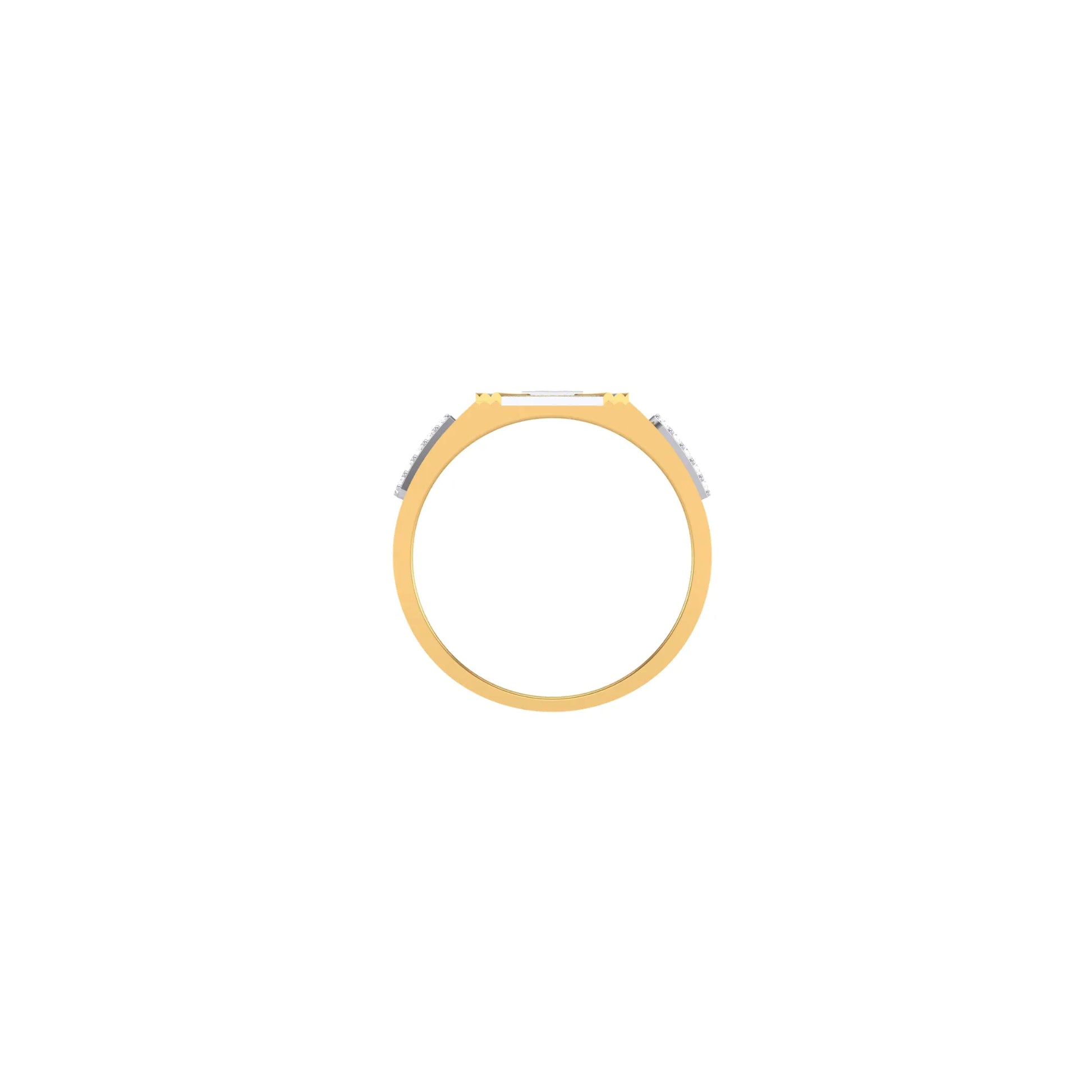 Gold ring with small stones on a white background