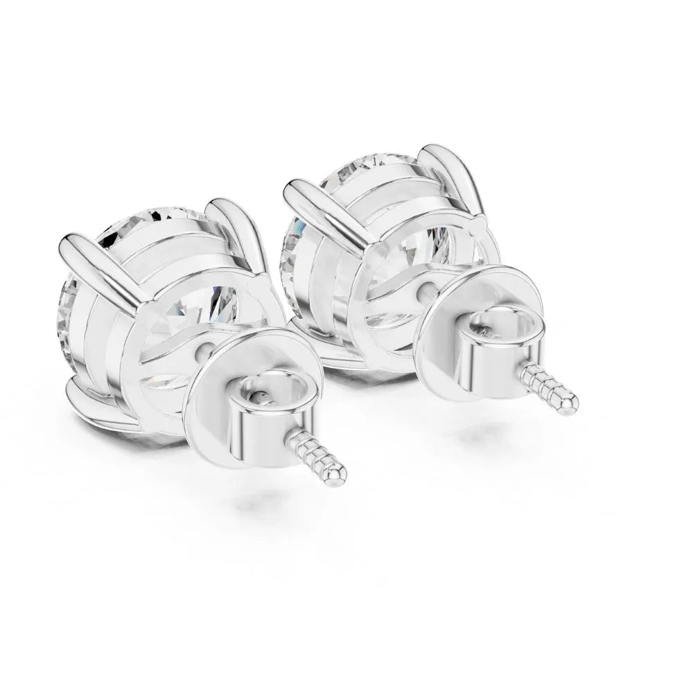 ORYNIO Double Gallery Round Solitaire Stud Earrings in 925 Sterling Silver