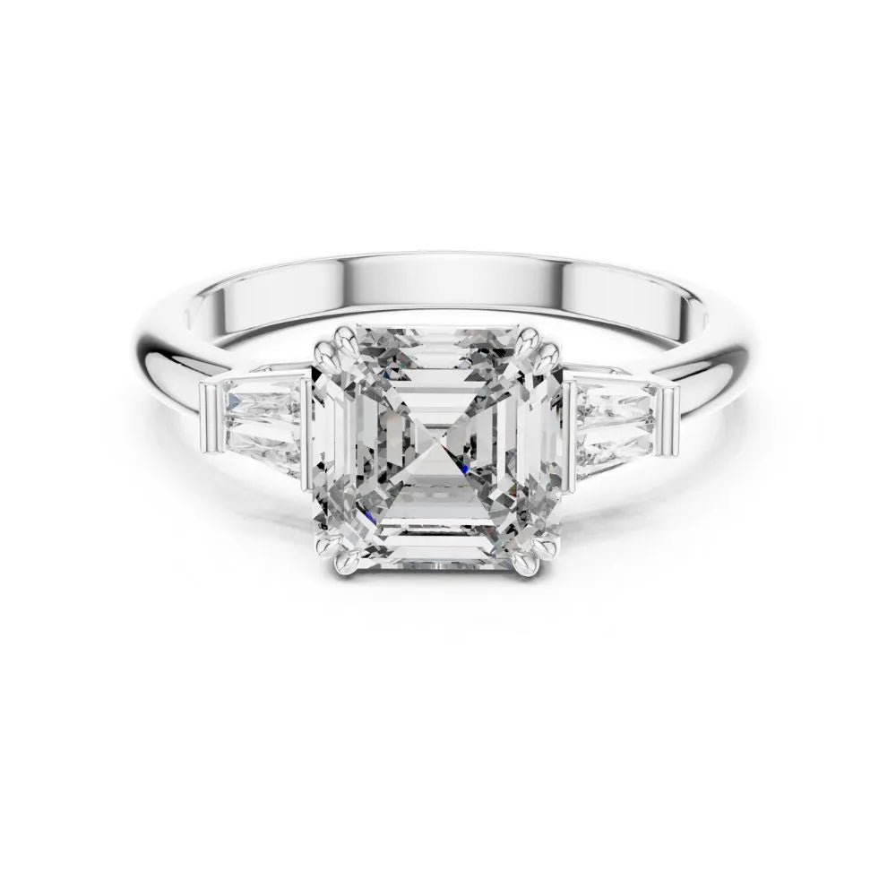 Orynio ORYNIO Prestige Asscher Three-Stone Engagement Ring in 925 Sterling Silver 92.5 silver jewellery