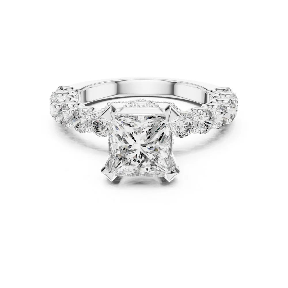 Orynio ORYNIO Celestia Princess Halo Engagement Ring in 925 Sterling Silver 92.5 silver jewellery