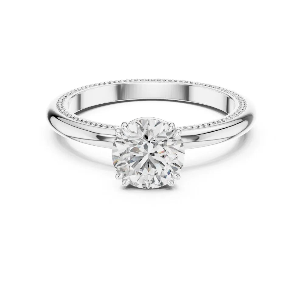 Milgrain Solitaire Ring in 925 Sterling Silver | ORYNIO