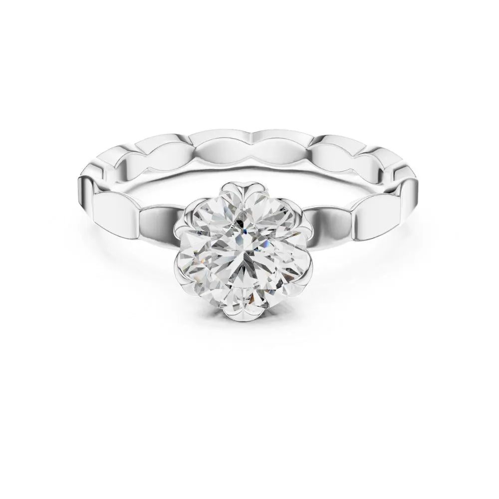 Floral Heart Solitaire Ring in 925 Sterling Silver | ORYNIO