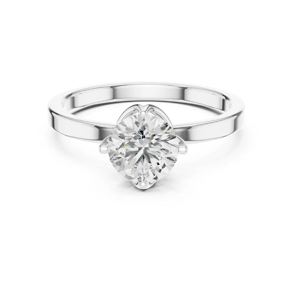 Petal Prong Solitaire Ring in 925 Sterling Silver | ORYNIO