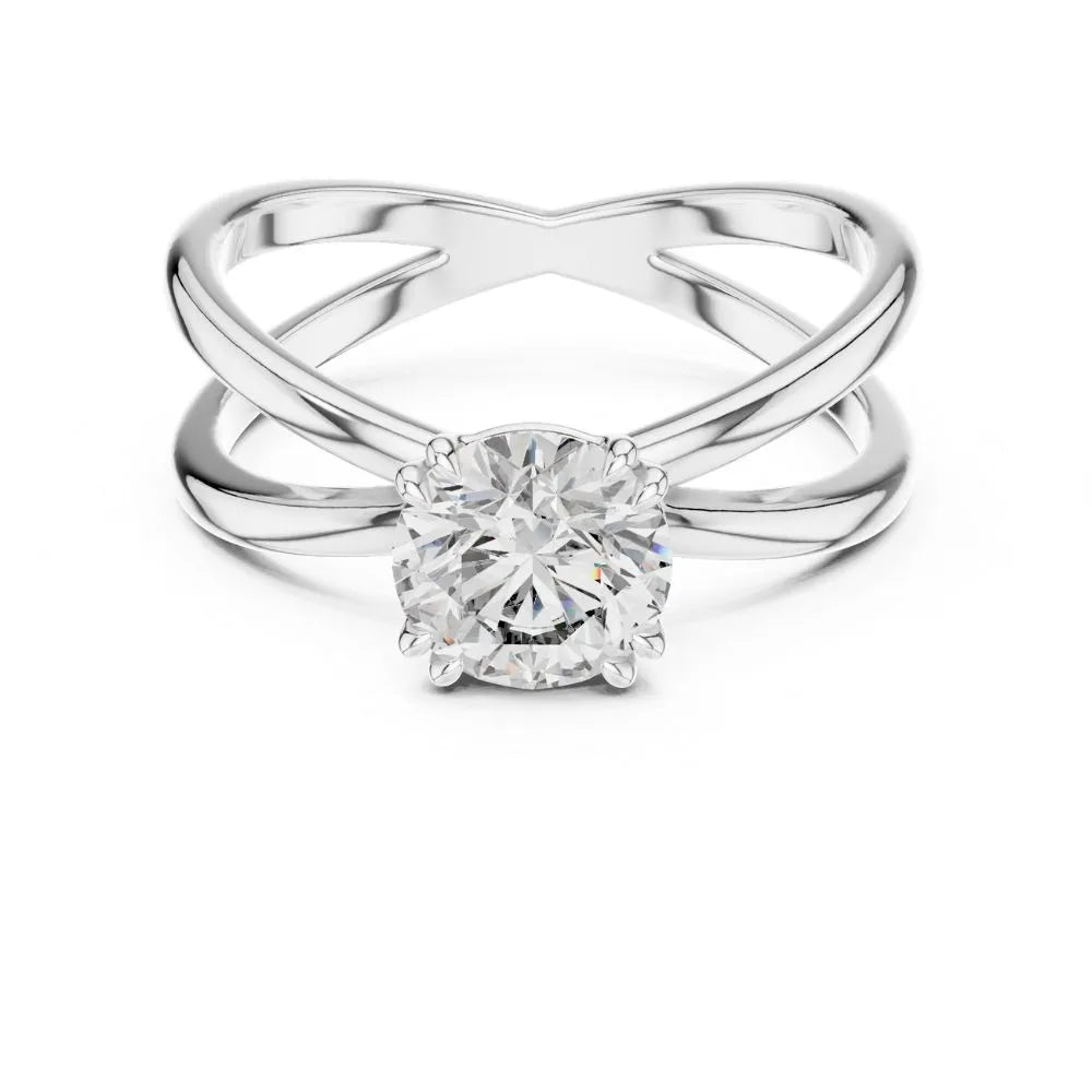 Criss Cross Solitaire Ring in 925 Sterling Silver | ORYNIO