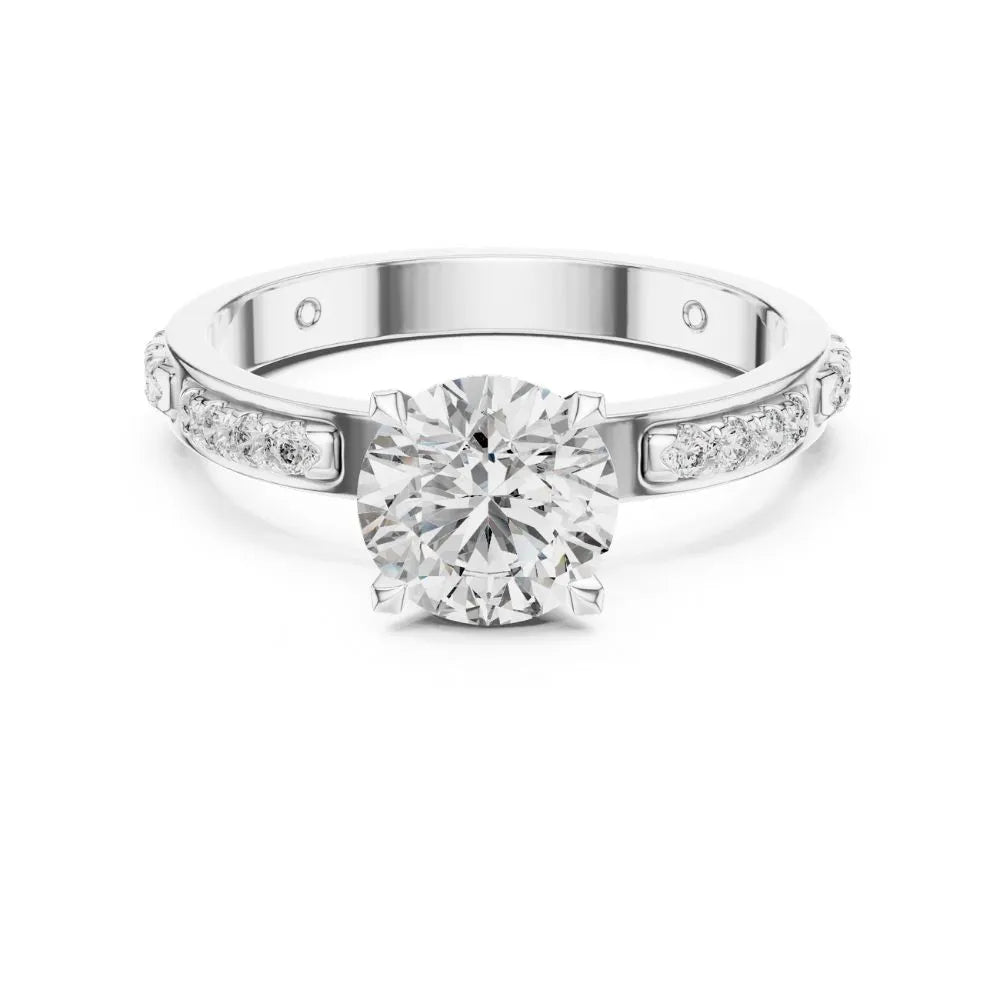 Orynio Round Cut Solitaire Engagement Ring with Channel Set Accent Diamonds in Rose Gold 92.5 silver jewellery