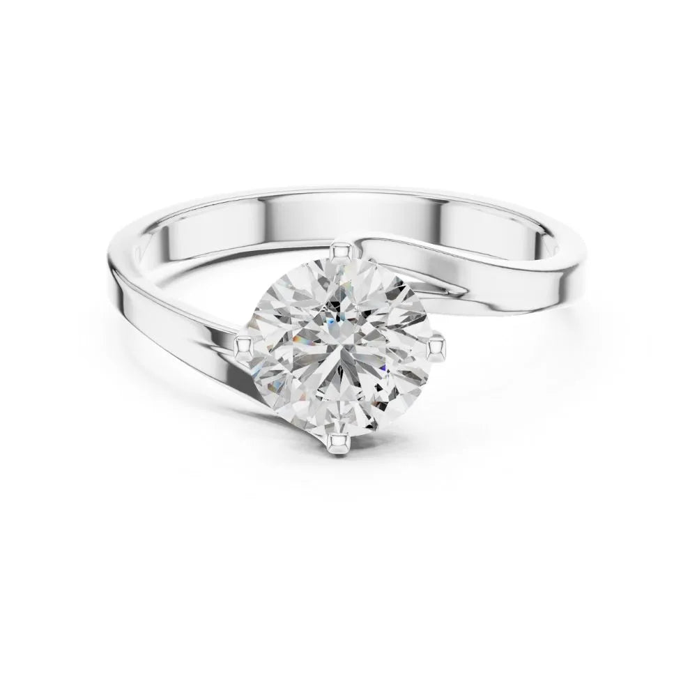 Bypass Solitaire Ring in 925 Sterling Silver | ORYNIO