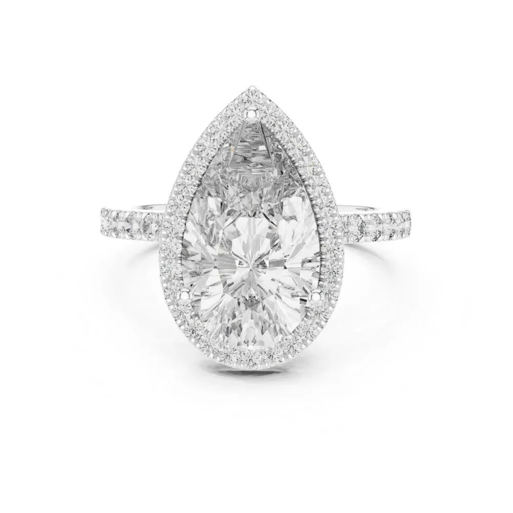 Orynio ORYNIO Eterna Pear Halo Engagement Ring in 925 Sterling Silver 92.5 silver jewellery