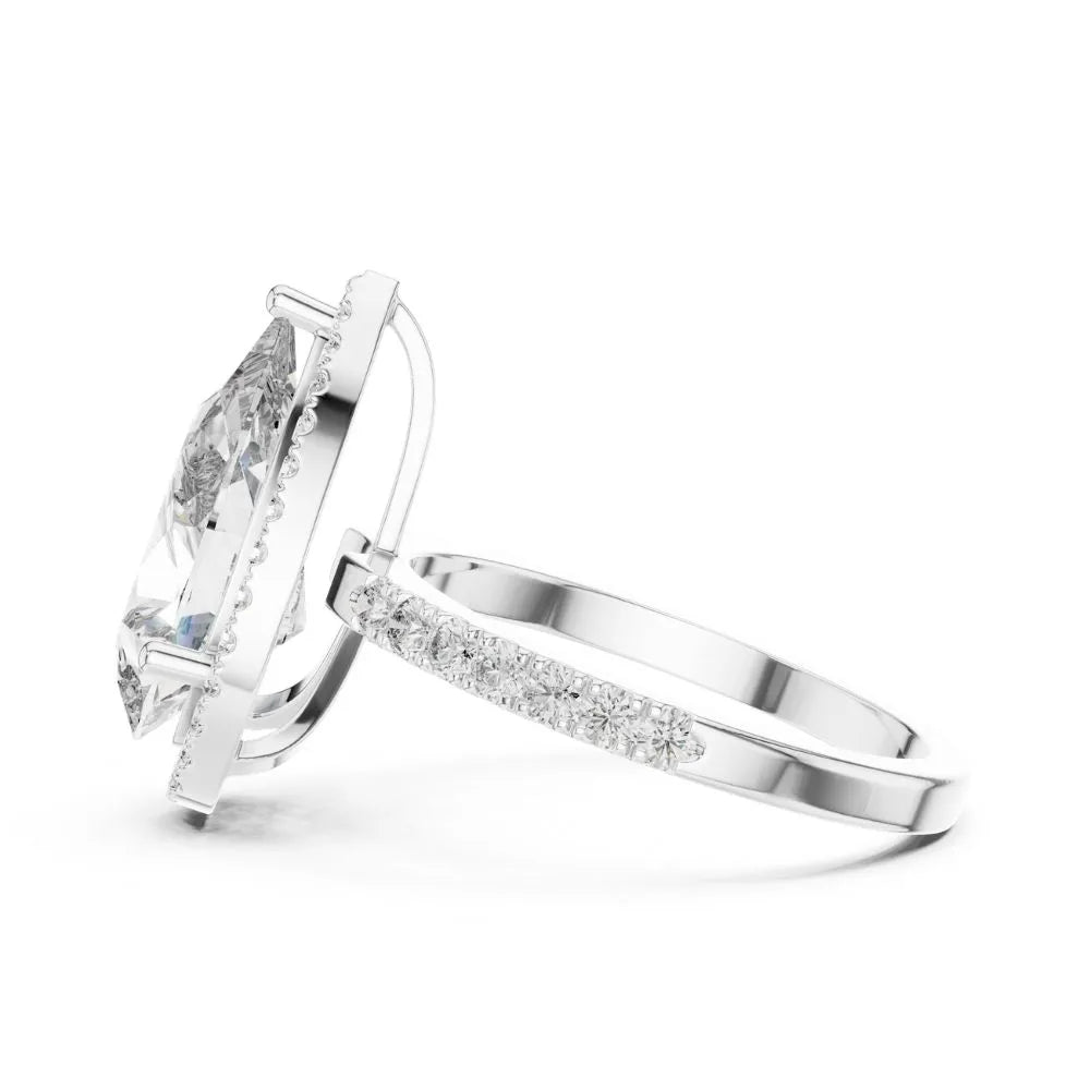 Orynio ORYNIO Eterna Pear Halo Engagement Ring in 925 Sterling Silver 92.5 silver jewellery