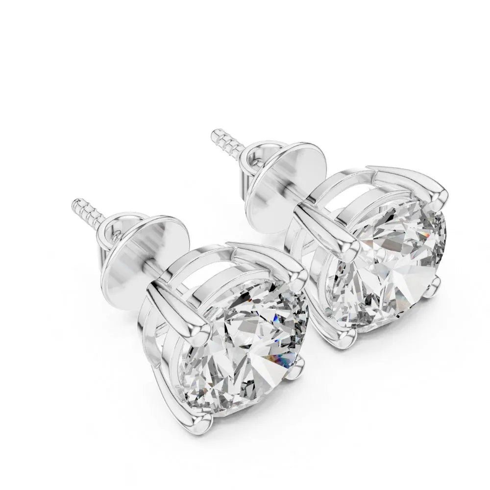 ORYNIO Double Gallery Round Solitaire Stud Earrings in 925 Sterling Silver