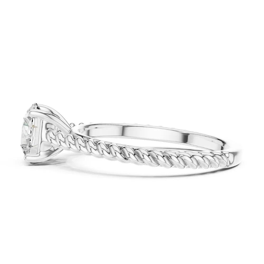 Vintage Rope Solitaire Ring in 925 Sterling Silver | ORYNIO