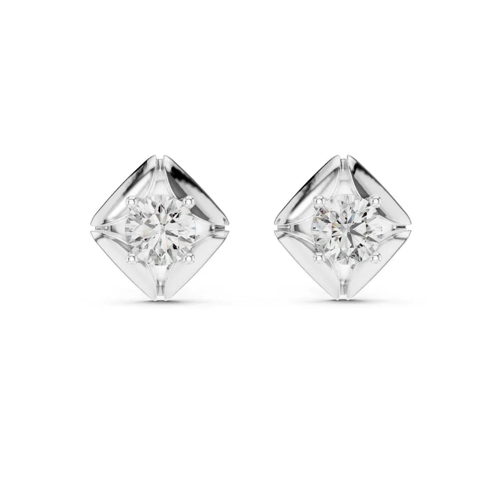 ORYNIO Sculptural Geometric Solitaire Stud Earrings in 925 Sterling Silver