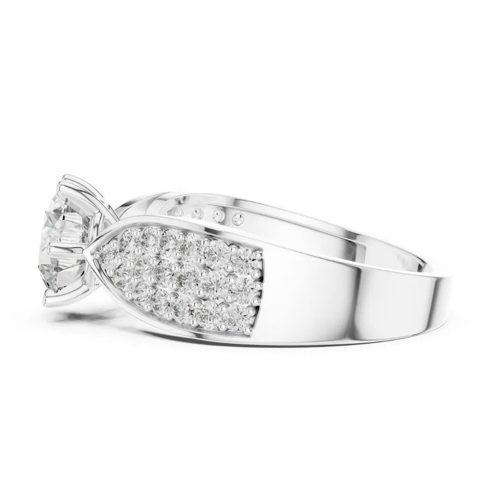 Orynio ORYNIO Regal Brilliance Solitaire Pave Sterling Silver Ring 92.5 silver jewellery