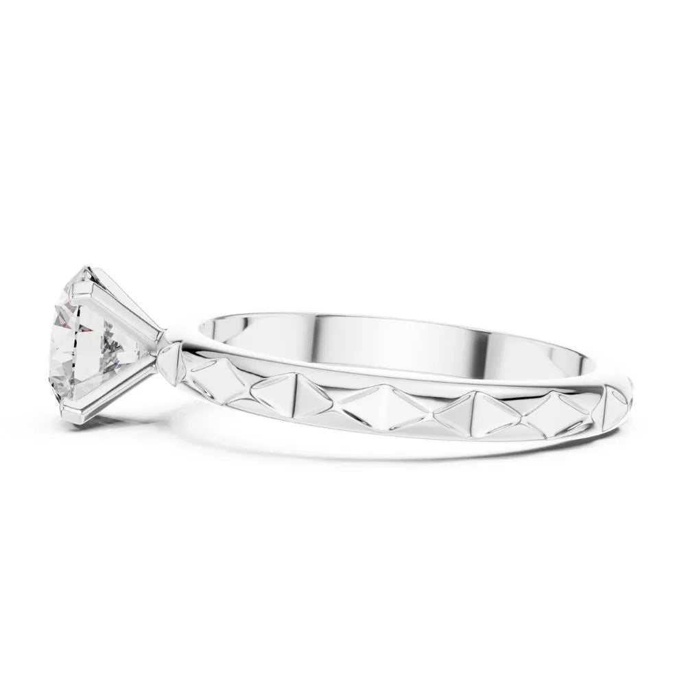 Textured Solitaire Ring in 925 Sterling Silver | ORYNIO