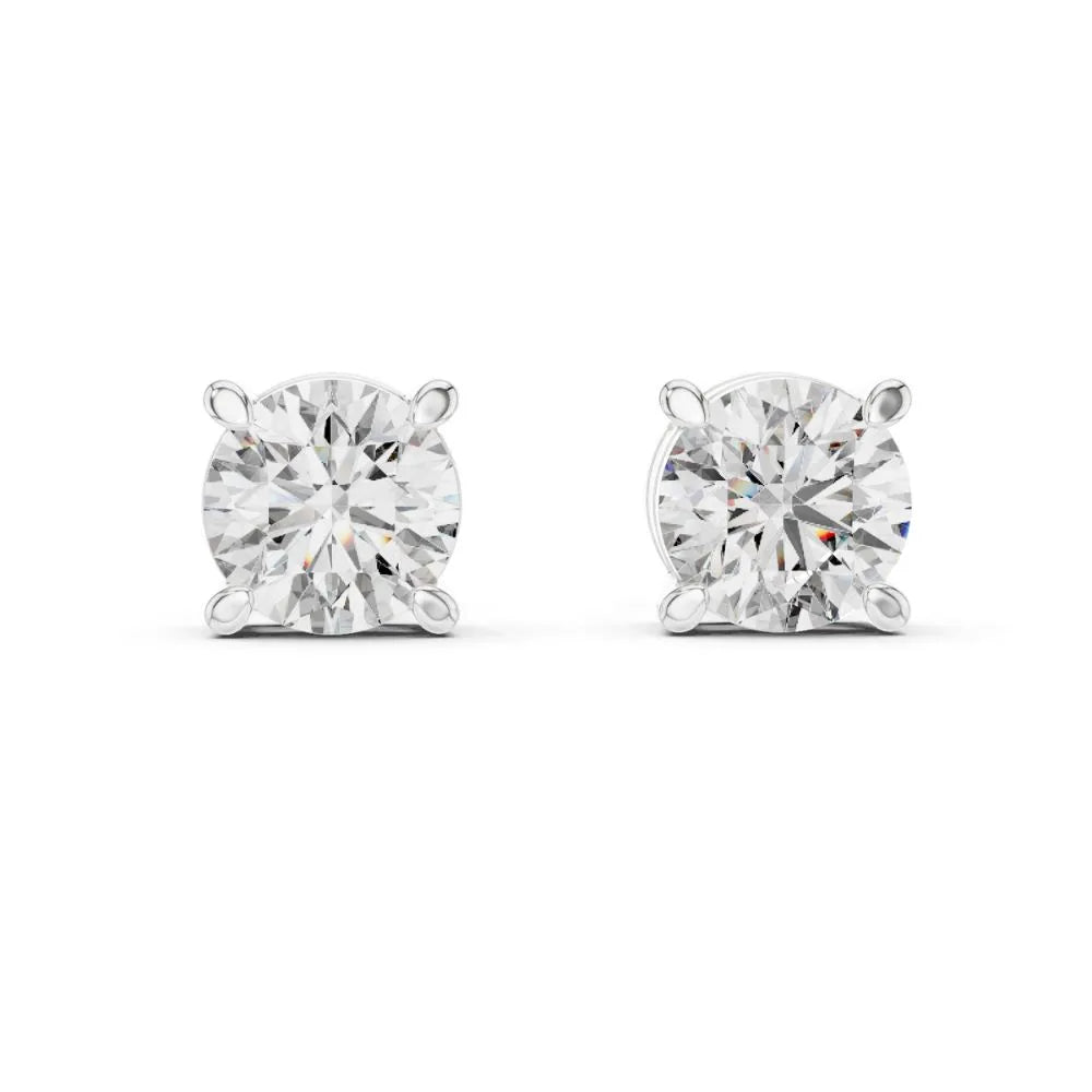 ORYNIO Classic Round Four-Prong Solitaire Stud Earrings in 925 Sterling Silver