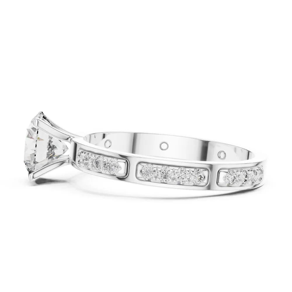 Orynio Round Cut Solitaire Engagement Ring with Channel Set Accent Diamonds in Rose Gold 92.5 silver jewellery