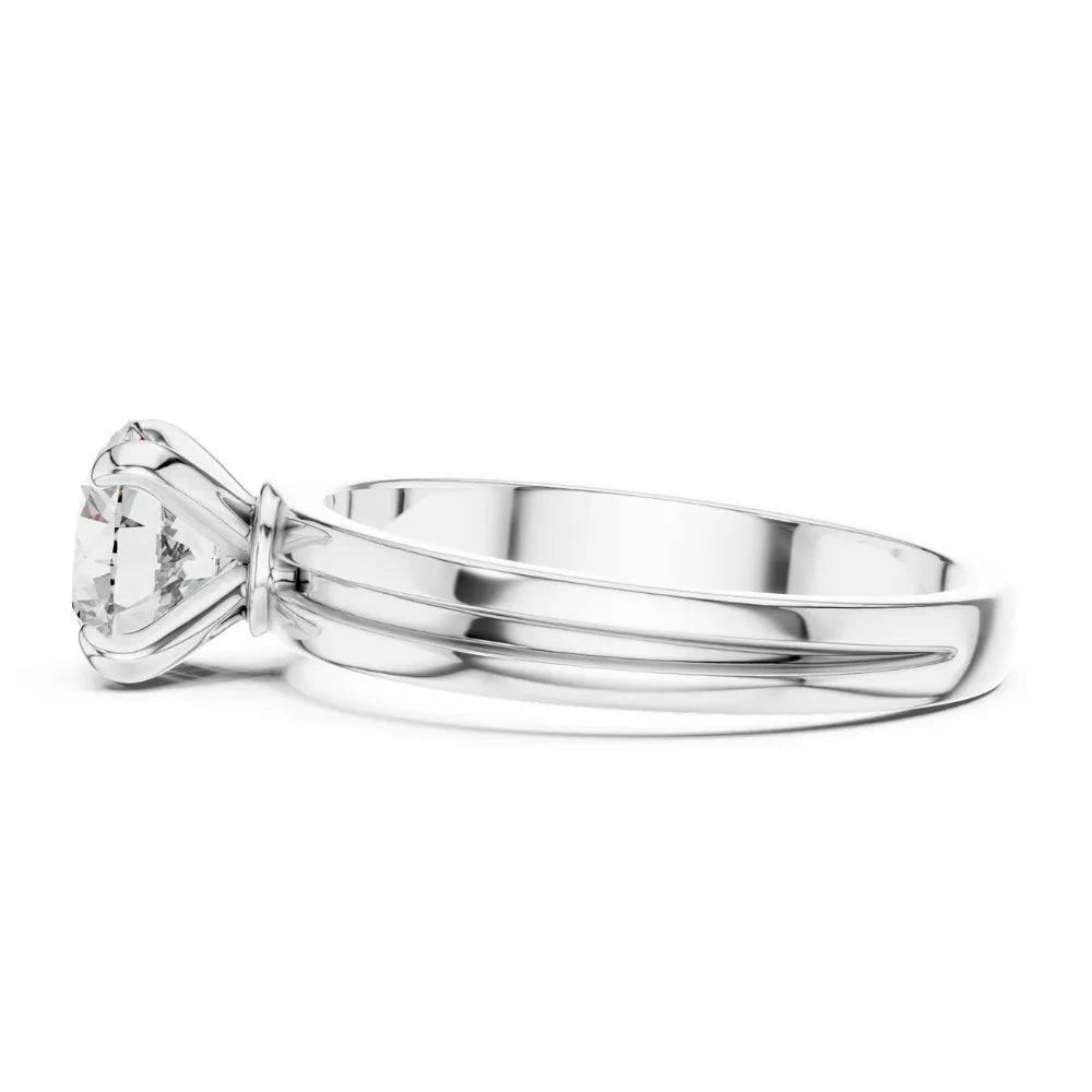 Elegant Grooved Solitaire Ring in 925 Sterling Silver | ORYNIO
