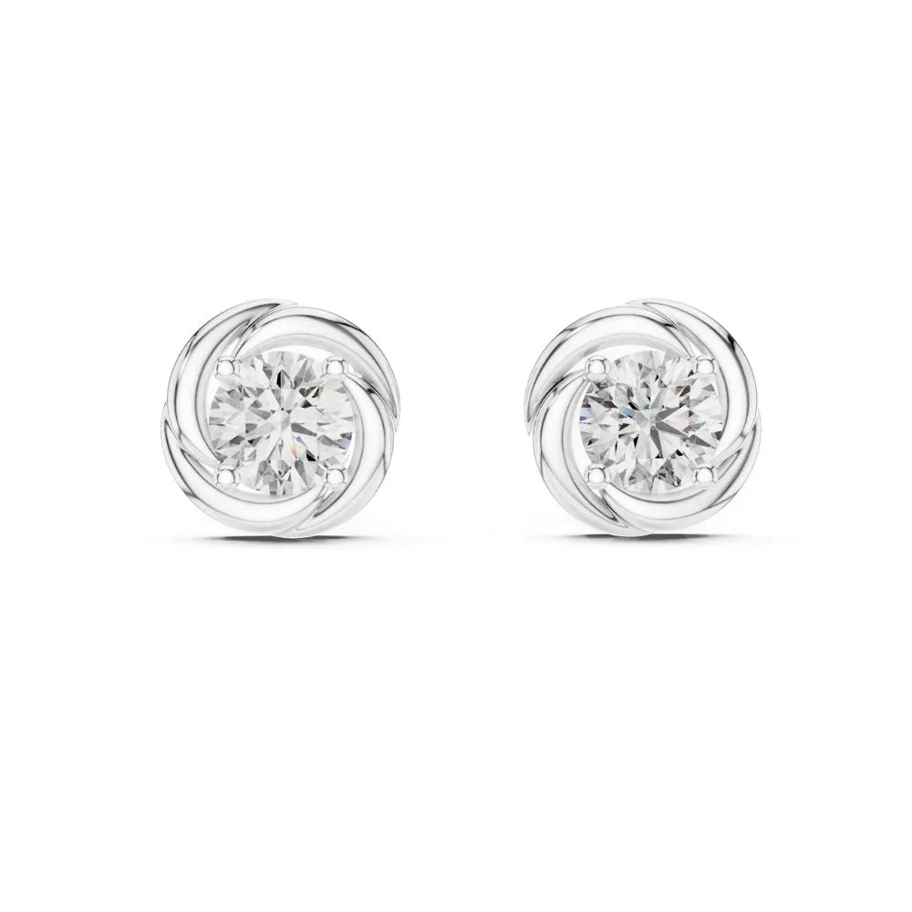 ORYNIO Spiral Swirl Solitaire Stud Earrings in 925 Sterling Silver
