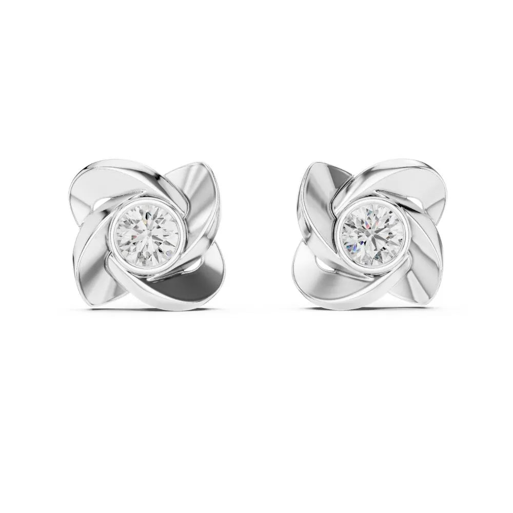 ORYNIO Sculptural Swirl Petal Stud Earrings in 925 Sterling Silver