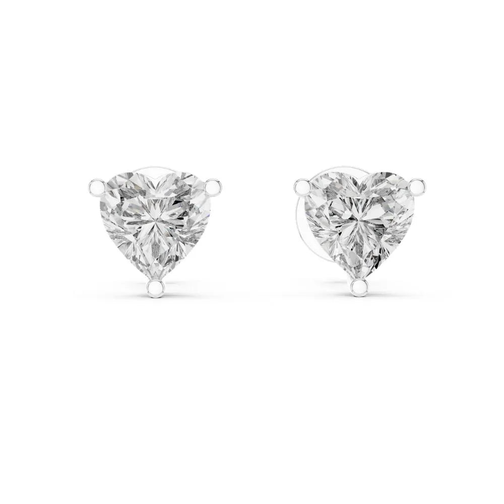ORYNIO Heart Cut Solitaire Stud Earrings in 925 Sterling Silver
