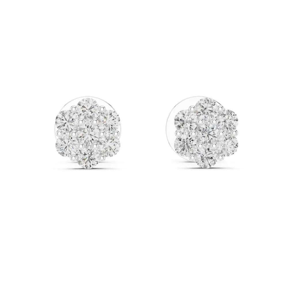 ORYNIO Floral Cluster Stud Earrings in 925 Sterling Silver