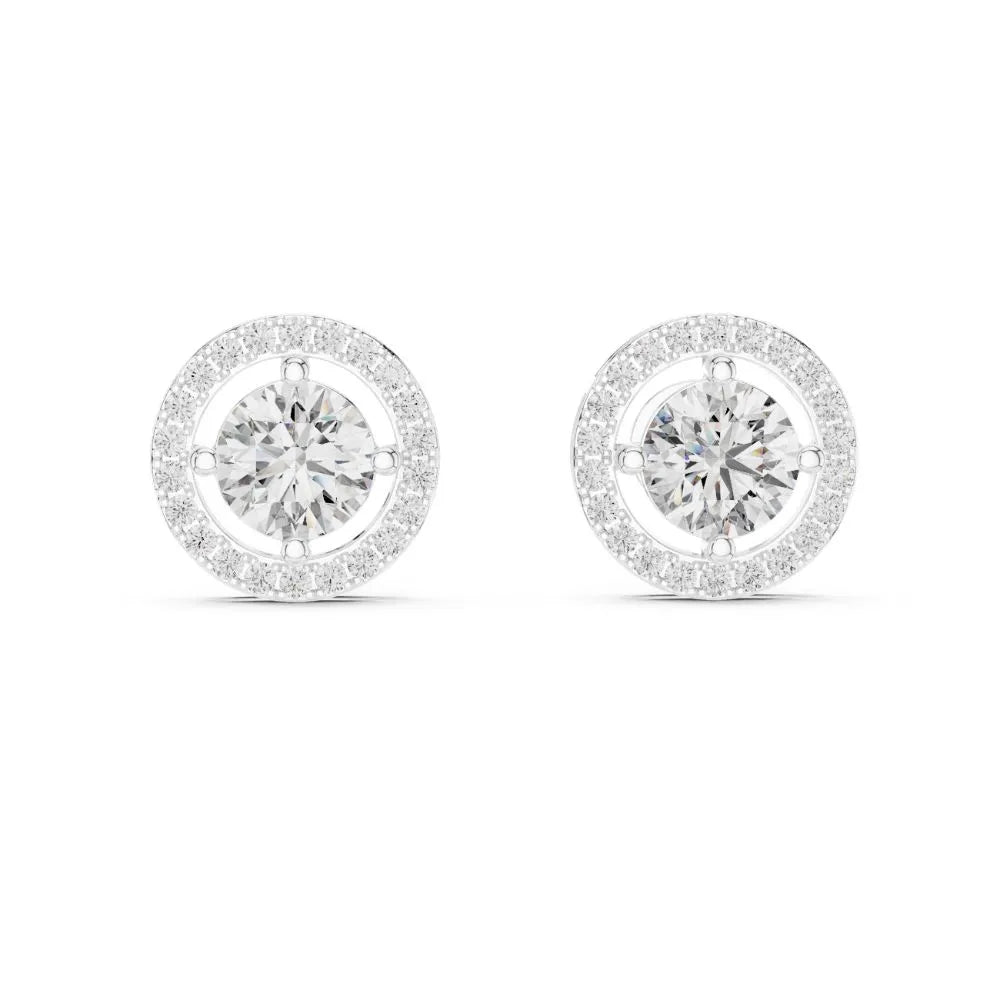 ORYNIO Aurelia Radiant Halo Stud Earrings in 925 Sterling Silver