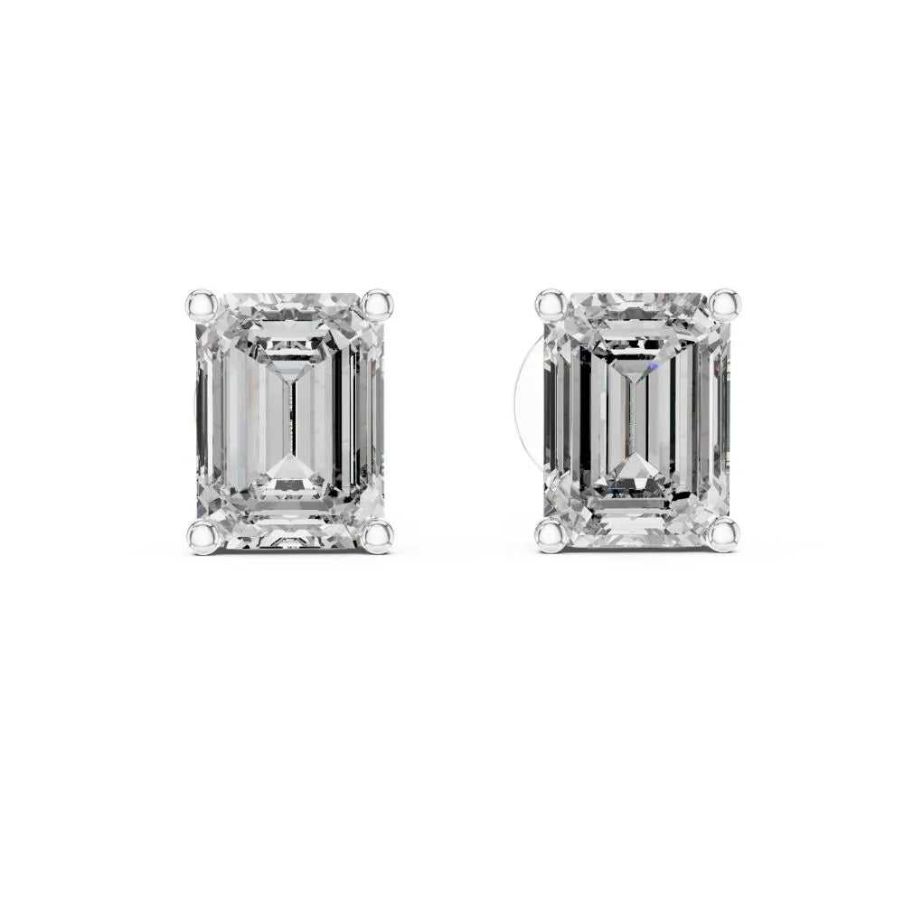 ORYNIO Emerald Cut Solitaire Stud Earrings in 925 Sterling Silver