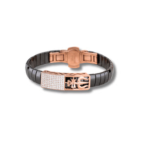 Orynio Black Ceramic Trishul Bracelet with Rose Gold and Diamond Detailing 92.5 silver jewellery