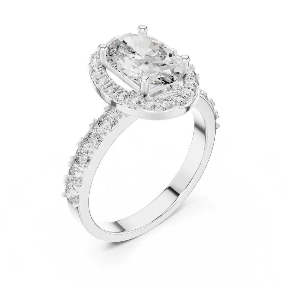 Orynio ORYNIO Aurelle Oval Halo Sterling Silver Engagement Ring 92.5 silver jewellery