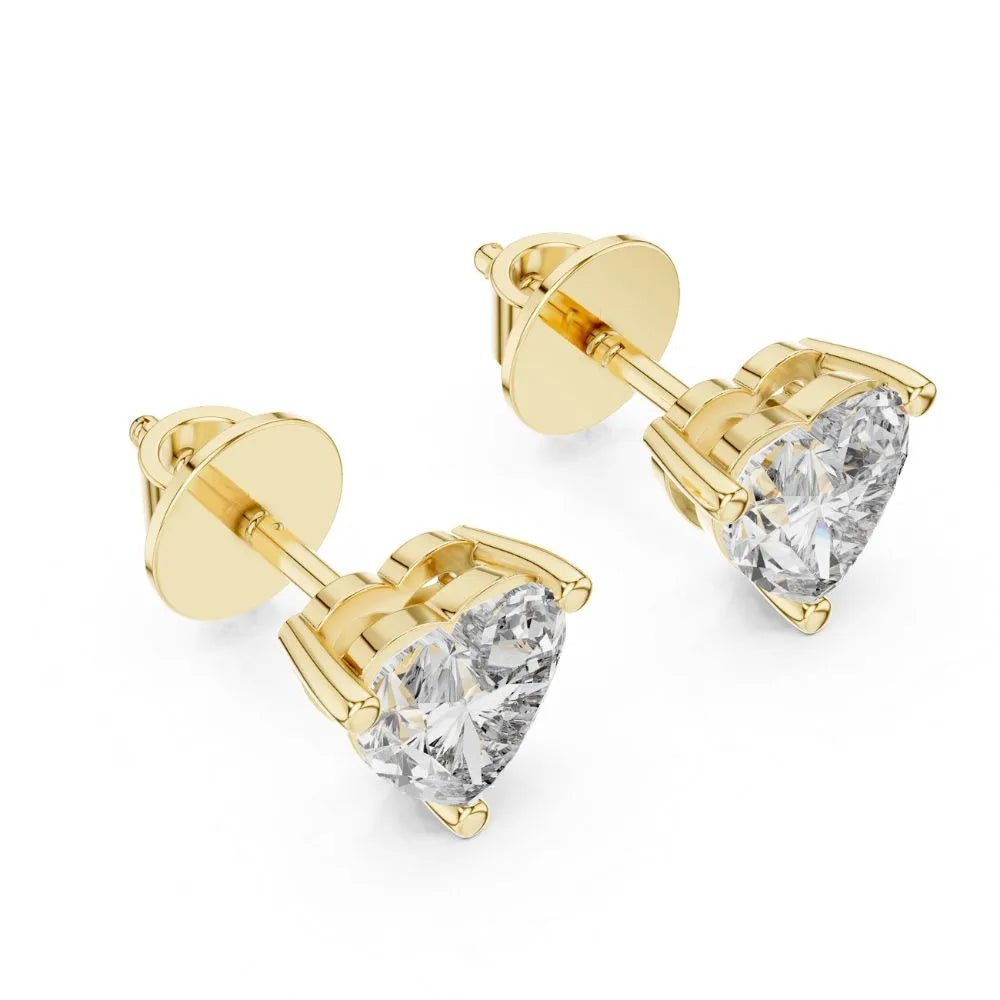 ORYNIO Heart Cut Solitaire Stud Earrings in 925 Sterling Silver