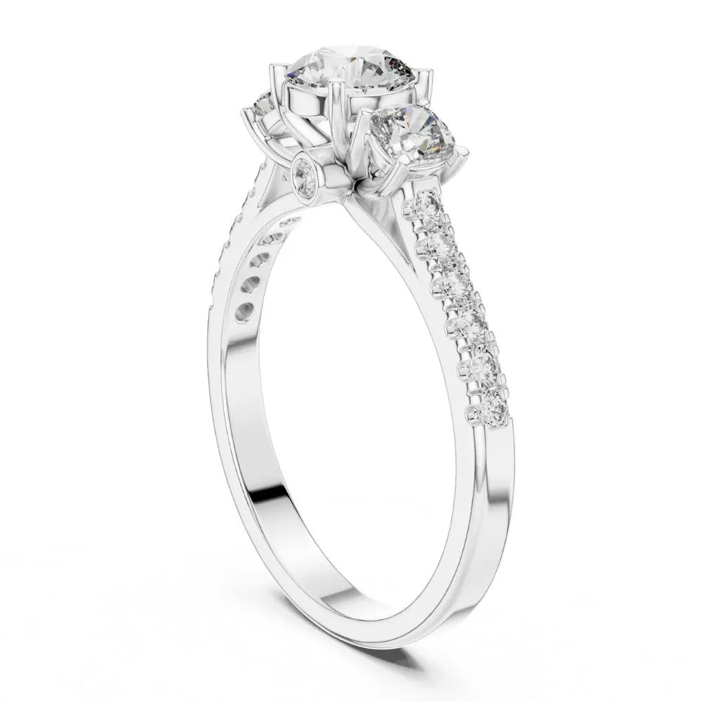 Orynio ORYNIO Radiance Three Stone Pavé Ring in 925 Sterling Silver 92.5 silver jewellery