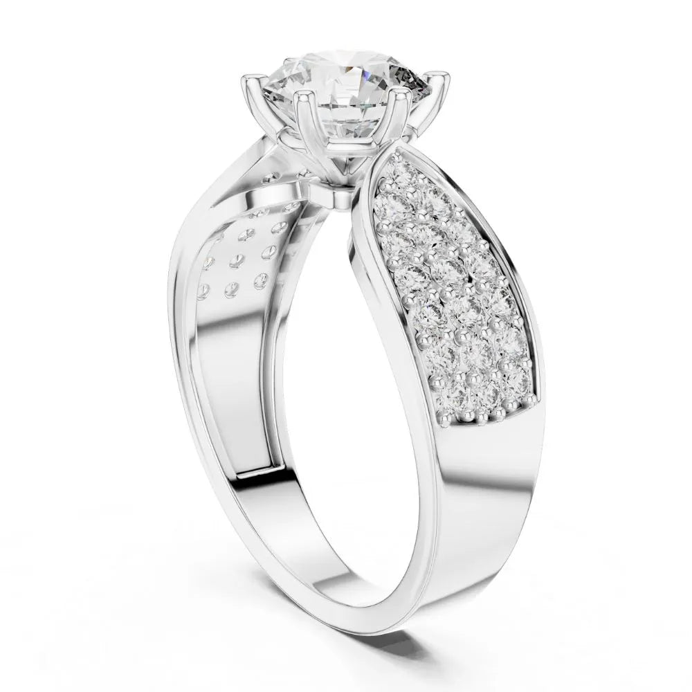 Orynio ORYNIO Regal Brilliance Solitaire Pave Sterling Silver Ring 92.5 silver jewellery