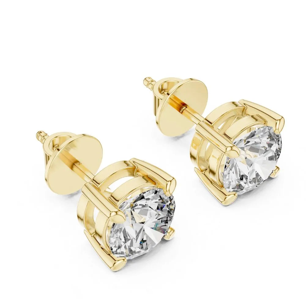 ORYNIO Classic Round Four-Prong Solitaire Stud Earrings in 925 Sterling Silver