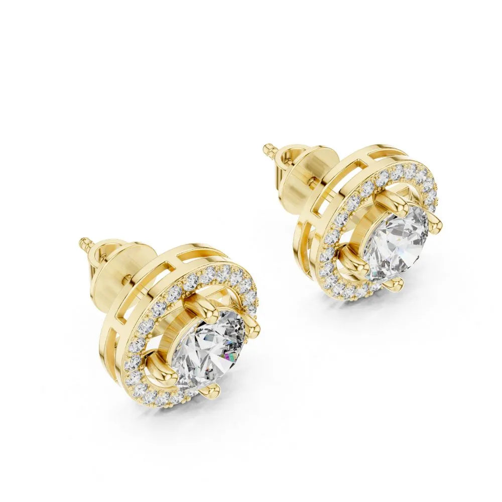 ORYNIO Aurelia Radiant Halo Stud Earrings in 925 Sterling Silver