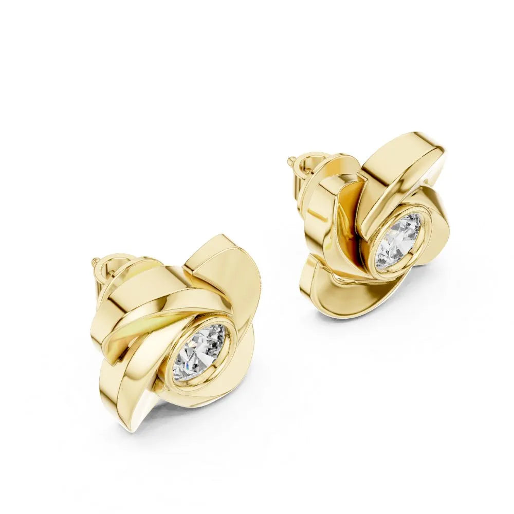 ORYNIO Sculptural Swirl Petal Stud Earrings in 925 Sterling Silver