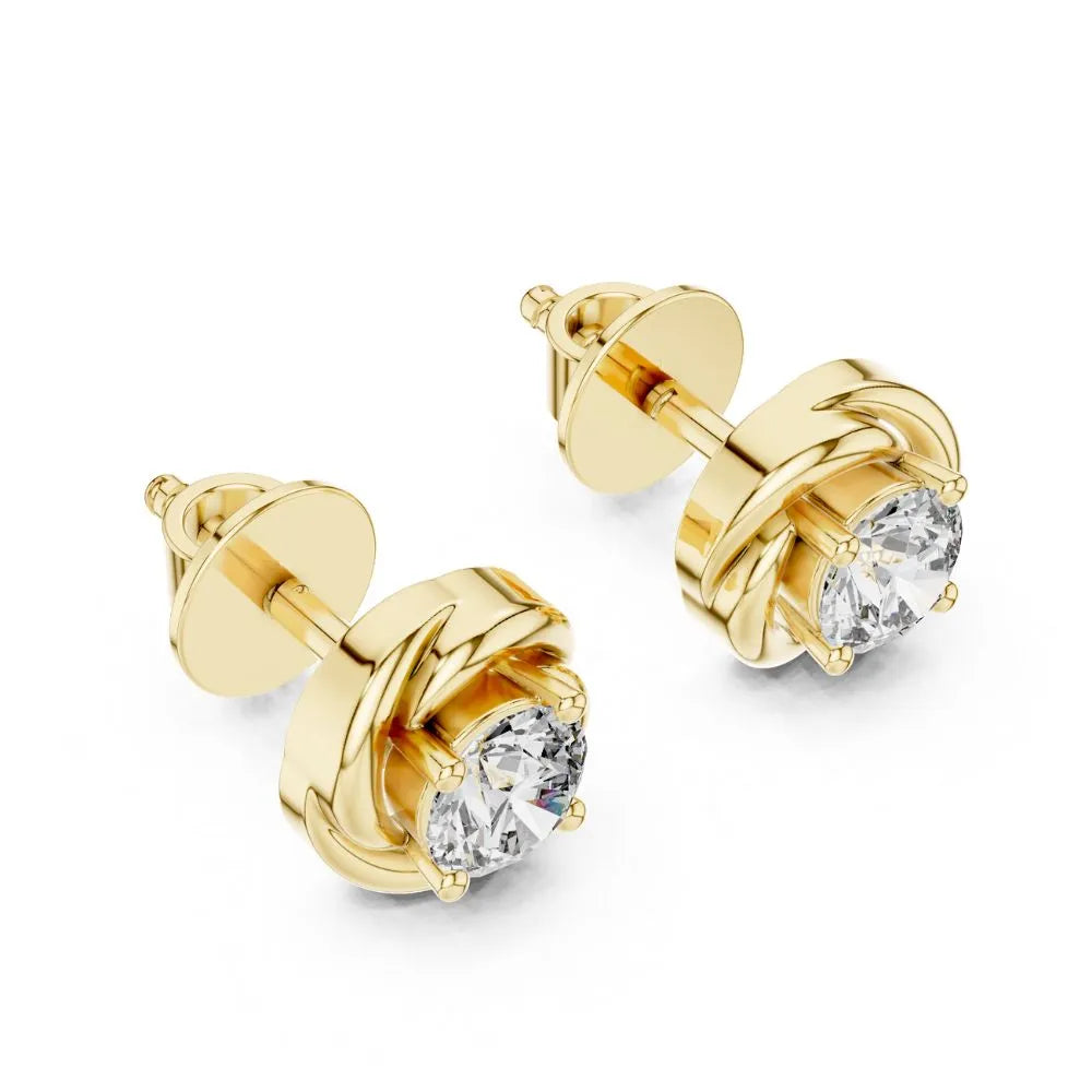 ORYNIO Spiral Swirl Solitaire Stud Earrings in 925 Sterling Silver