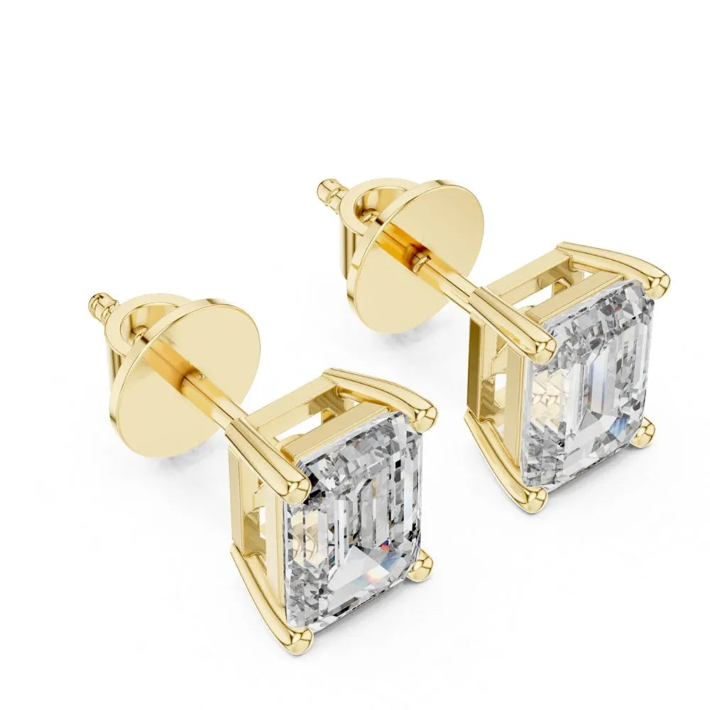 ORYNIO Emerald Cut Solitaire Stud Earrings in 925 Sterling Silver
