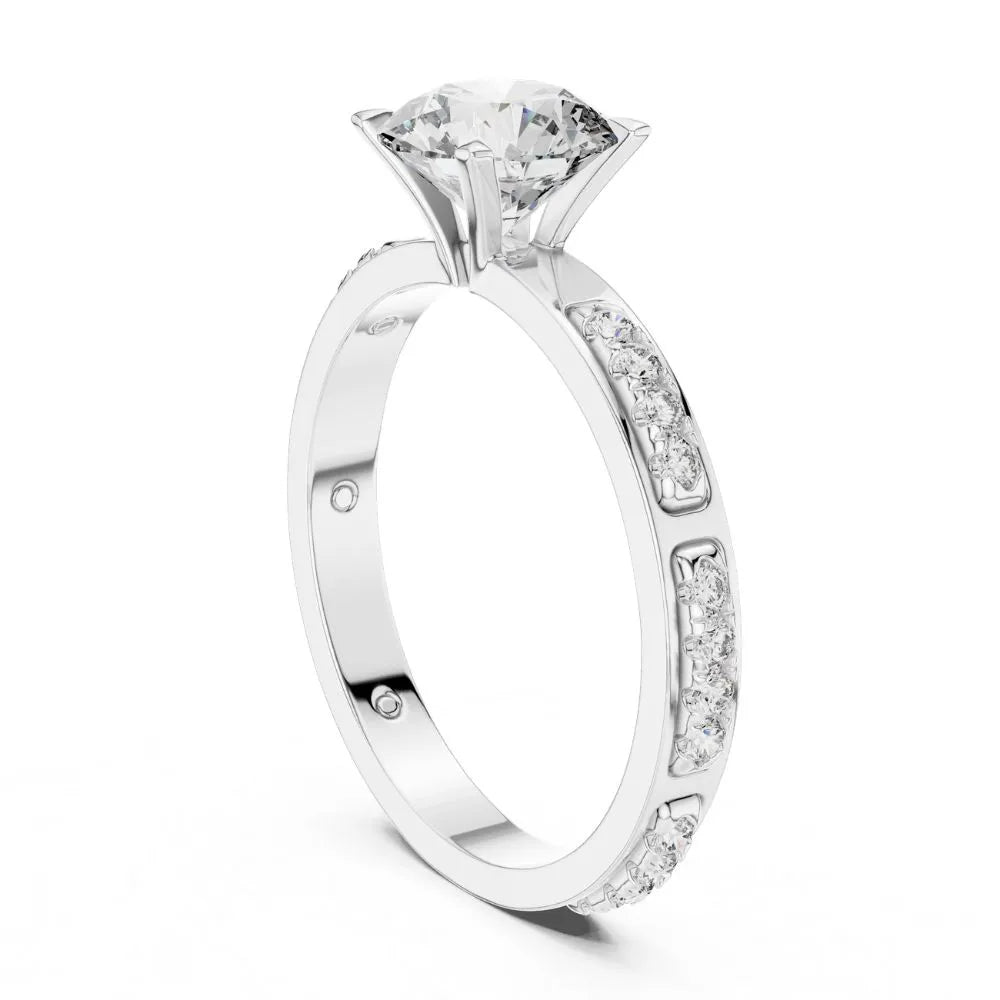 Orynio Round Cut Solitaire Engagement Ring with Channel Set Accent Diamonds in Rose Gold 92.5 silver jewellery