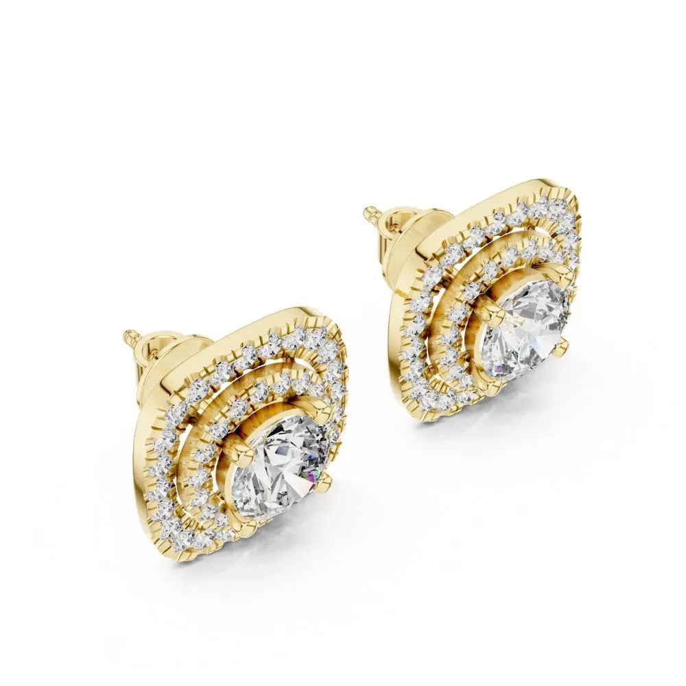 ORYNIO Celestine Halo Luxe Diamond-Style Stud Earrings