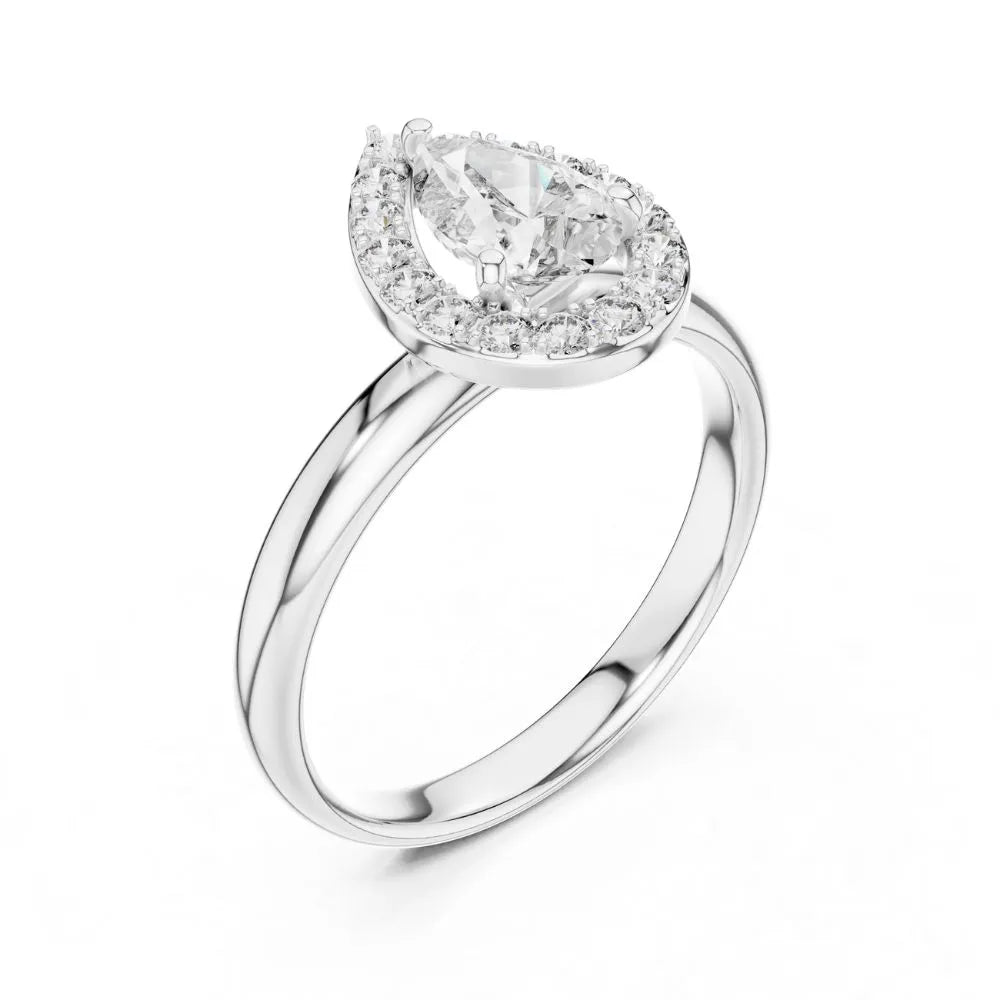 Orynio ORYNIO Lumina Halo Pear Sterling Silver Engagement Ring 92.5 silver jewellery
