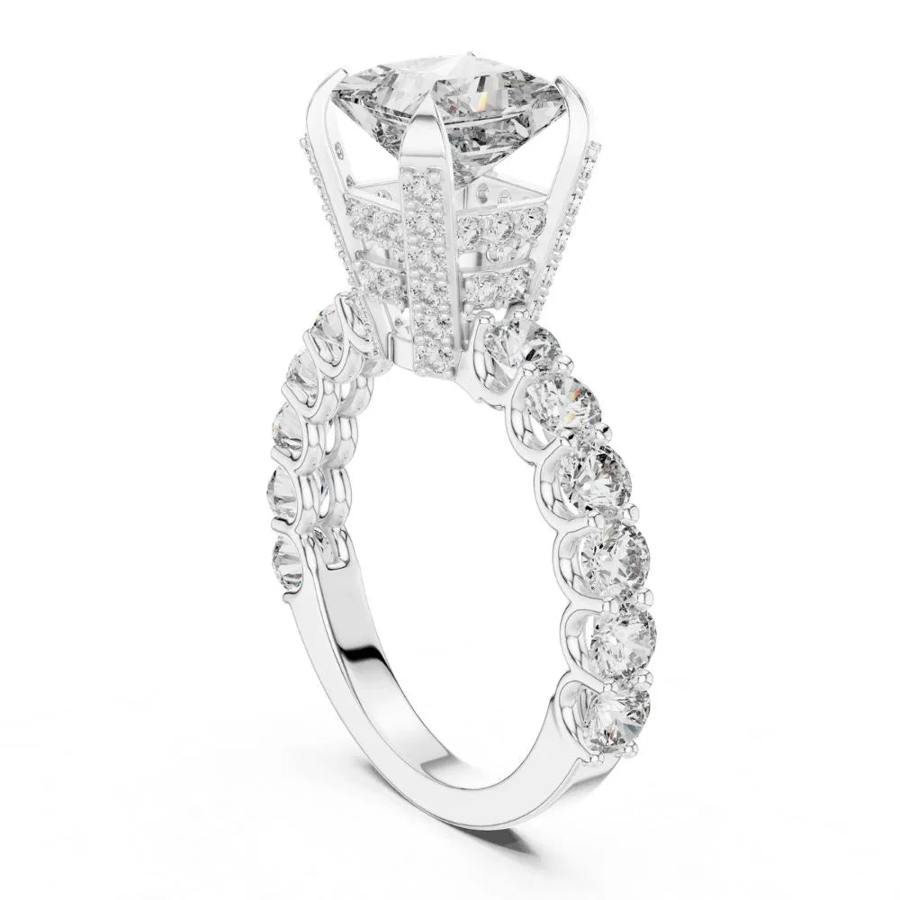 Orynio ORYNIO Celestia Princess Halo Engagement Ring in 925 Sterling Silver 92.5 silver jewellery