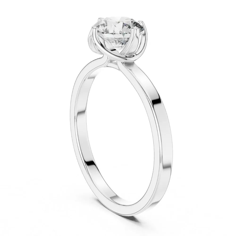Petal Prong Solitaire Ring in 925 Sterling Silver | ORYNIO