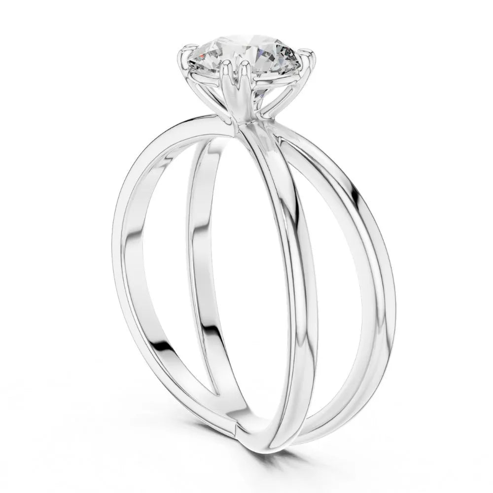 Criss Cross Solitaire Ring in 925 Sterling Silver | ORYNIO