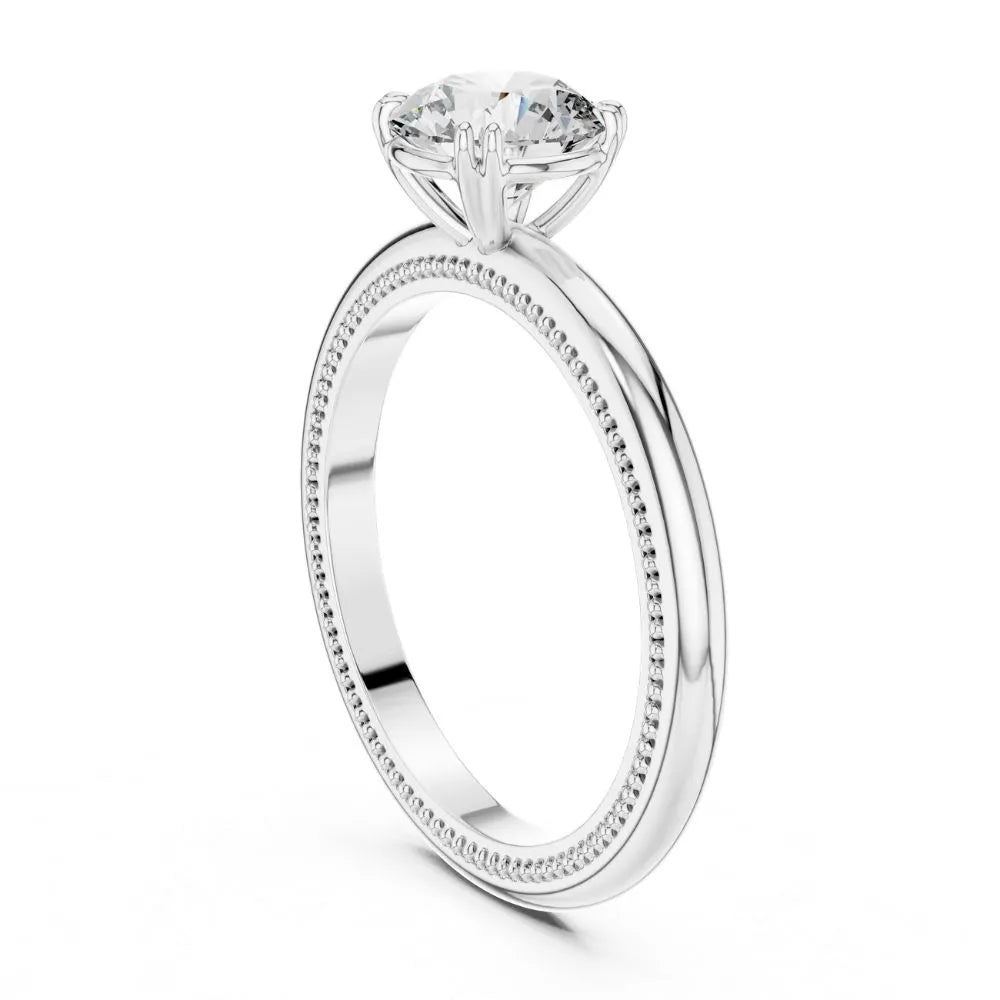 Milgrain Solitaire Ring in 925 Sterling Silver | ORYNIO
