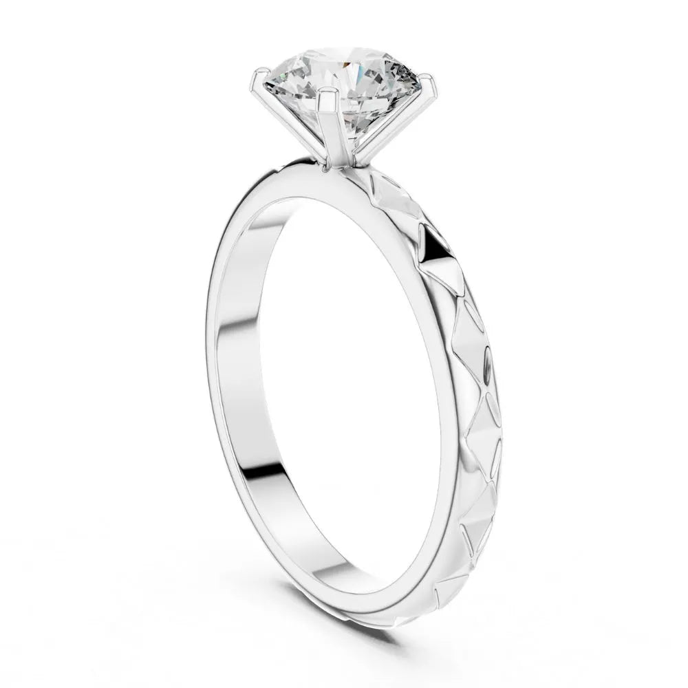 Textured Solitaire Ring in 925 Sterling Silver | ORYNIO