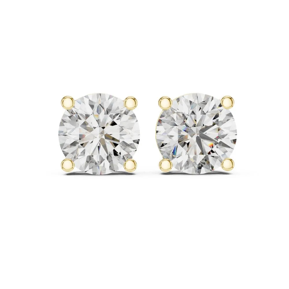 ORYNIO Double Gallery Round Solitaire Stud Earrings in 925 Sterling Silver