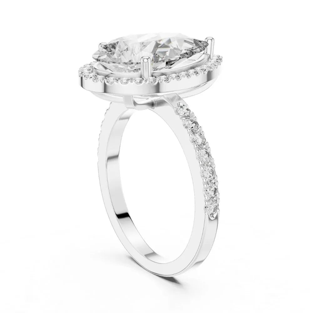 Orynio ORYNIO Eterna Pear Halo Engagement Ring in 925 Sterling Silver 92.5 silver jewellery