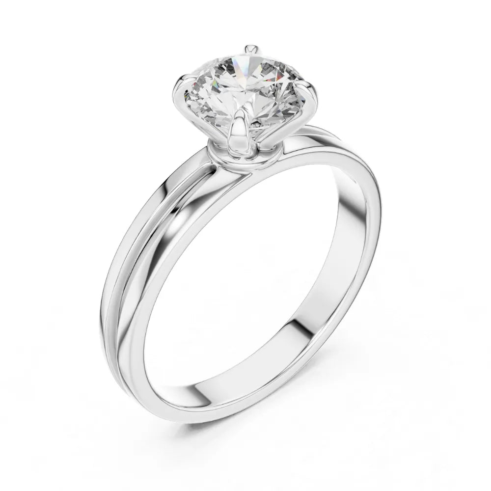 Elegant Grooved Solitaire Ring in 925 Sterling Silver | ORYNIO