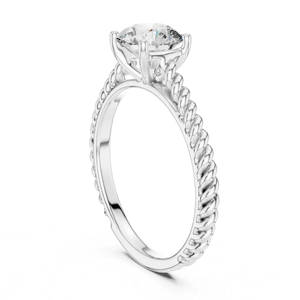 Vintage Rope Solitaire Ring in 925 Sterling Silver | ORYNIO