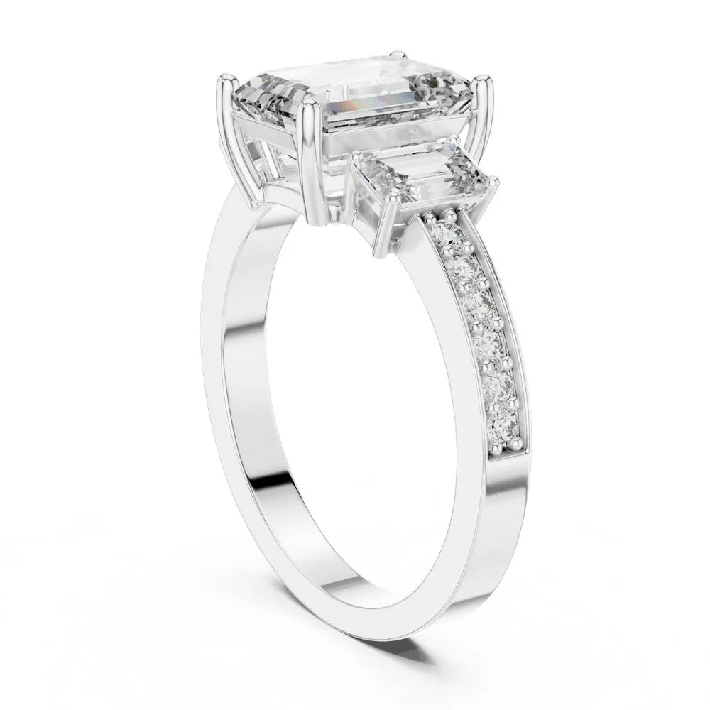 Orynio ORYNIO Imperial Emerald Three Stone Engagement Ring in 925 Sterling Silver 92.5 silver jewellery