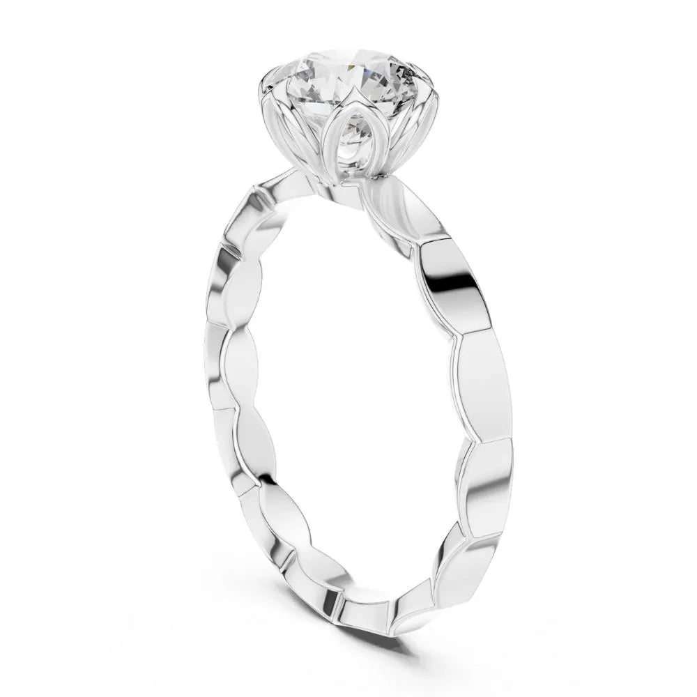 Floral Heart Solitaire Ring in 925 Sterling Silver | ORYNIO
